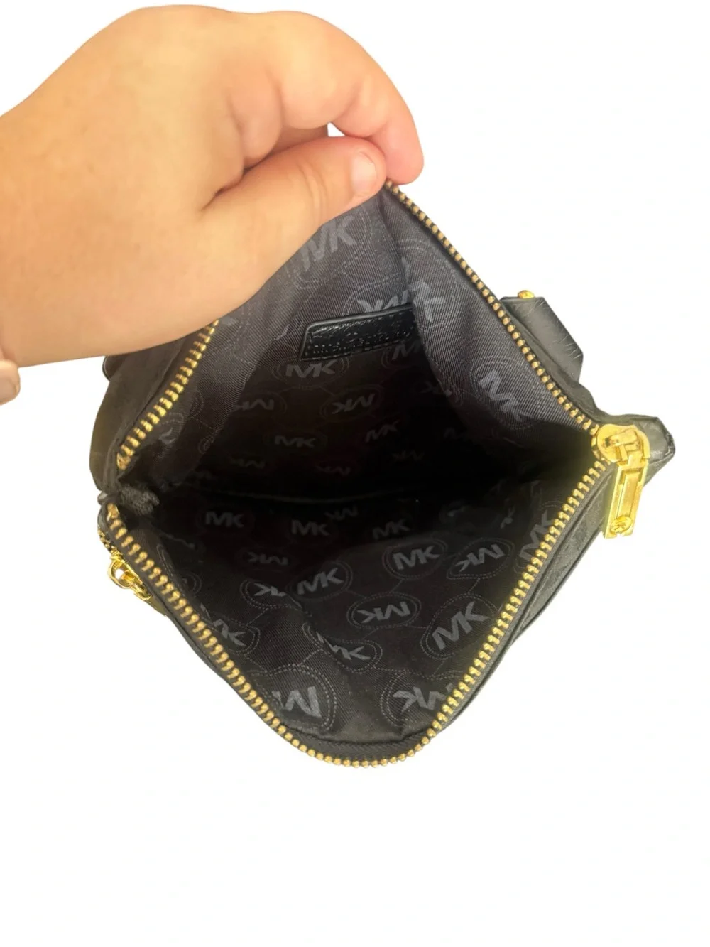 Michael Kors Black Crossbody Messenger with Gold Hardware